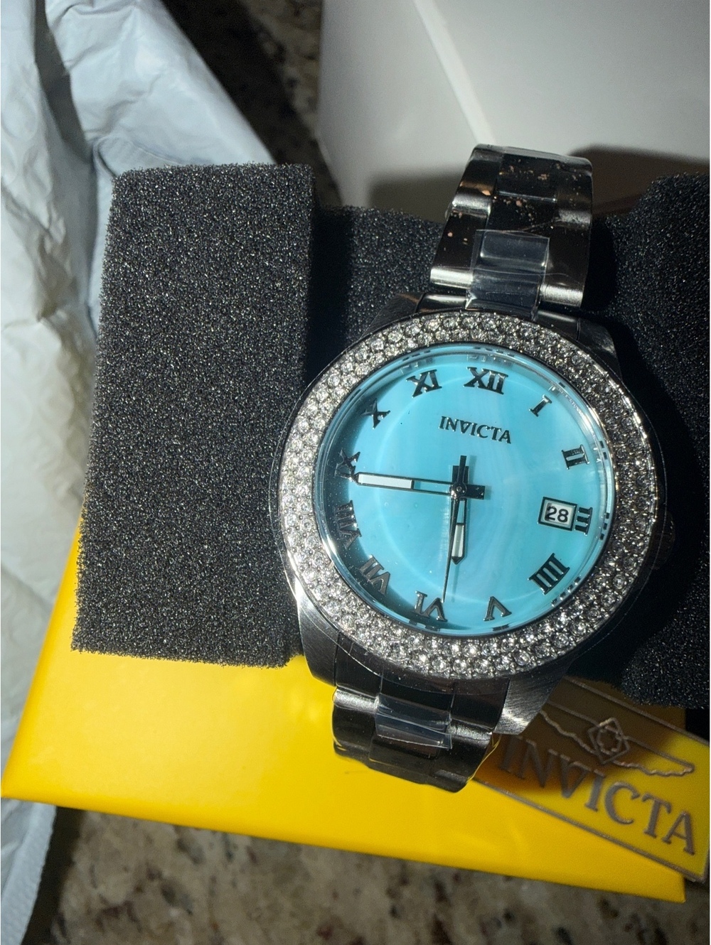 INVICTA ANGEL WOMANS WATCH- MOTHER OF PEARL 36mm SKY BLUE FACE-STUNNING $279